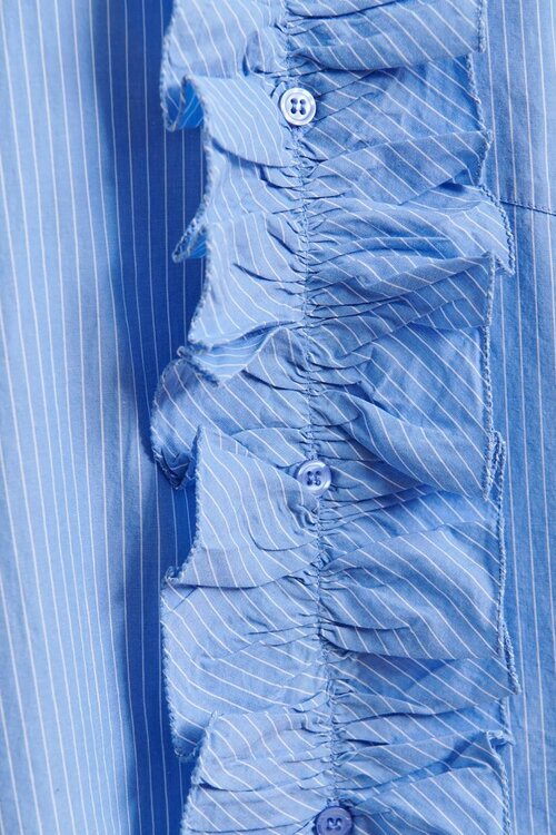 Essentiel Antwerp Blauw Ruffle Neckline Blouse