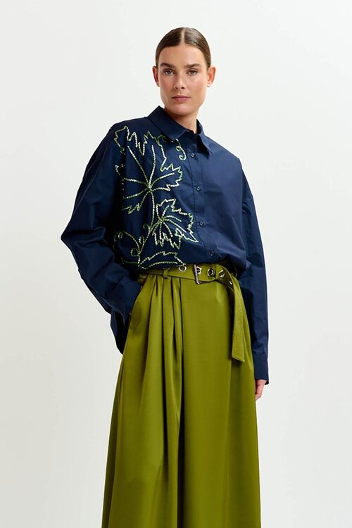 Essentiel Antwerp Indigo Embellished Blouse
