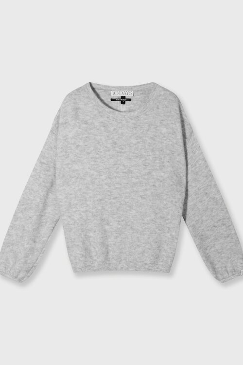10Days Light Grey Melee soft round neck sweater knit