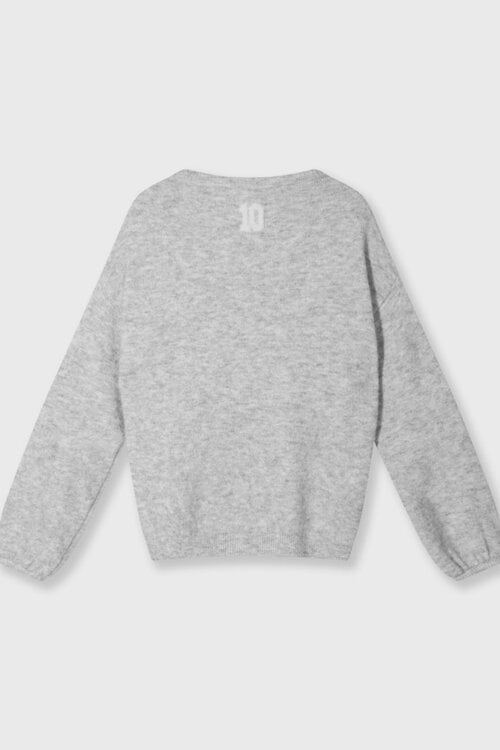 10Days Light Grey Melee soft round neck sweater knit