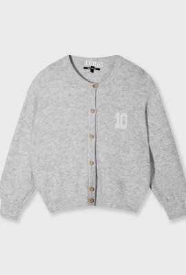 10Days Light Grey Melee soft baseball knit cardigan