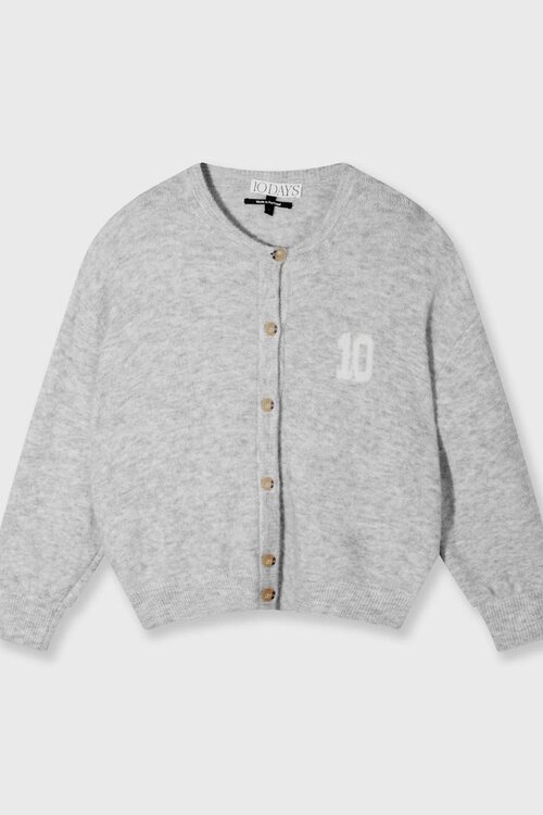 10Days Light Grey Melee soft baseball knit cardigan