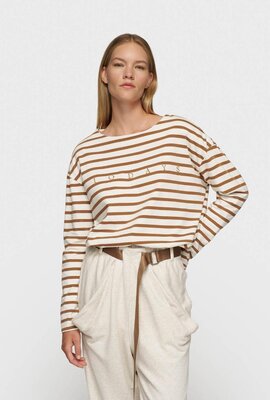10Days ecru/bruin boat neck top stripes 10Days ecru/bruin boat neck top stripes
