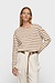 10Days ecru/bruin boat neck top stripes