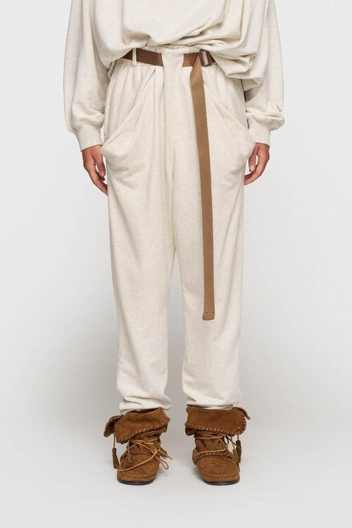 10Days Soft White pleated belt jogger