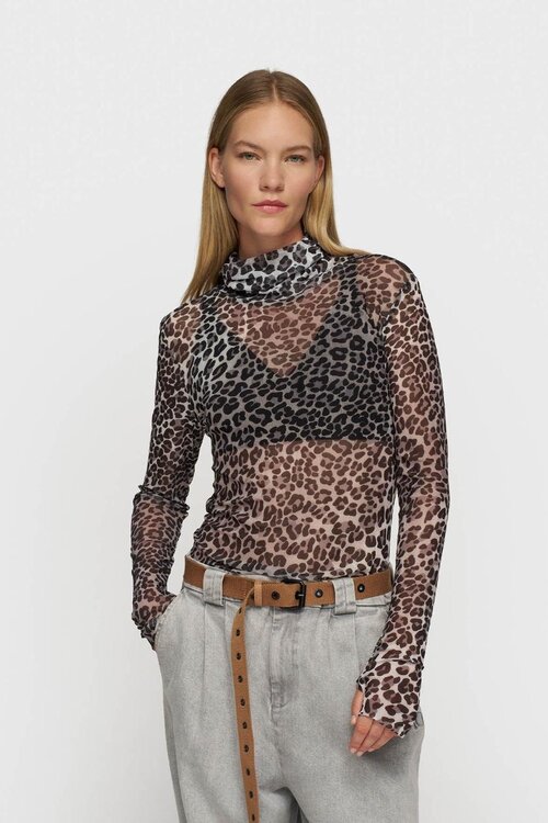 10Days Leopard mesh long sleeve leopard