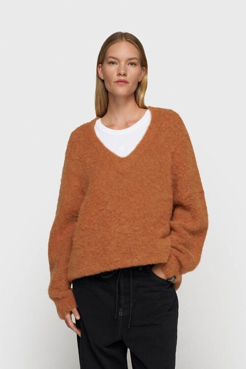 10Days Camel v-neck knit sweater