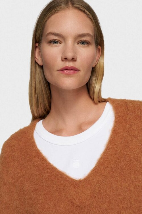 10Days Camel v-neck knit sweater