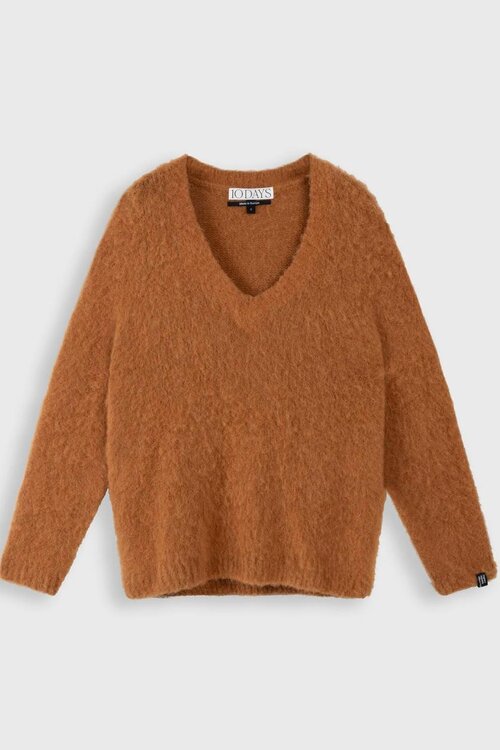 10Days Camel v-neck knit sweater