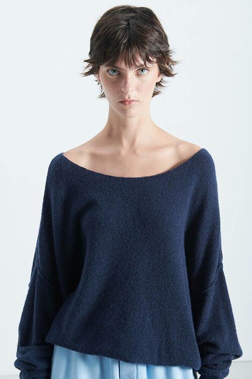 American Vintage Navy Gebreide Trui