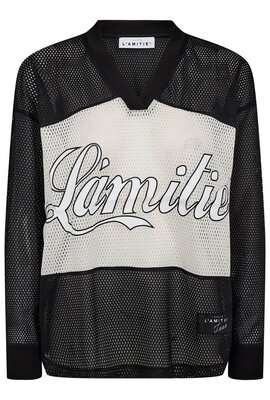 Haute L'Amitie Black Drift Mix Logo Blouse Haute L'Amitie Black Drift Mix Logo Blouse