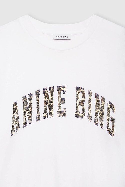 Anine Bing White Walker Tee Leopard
