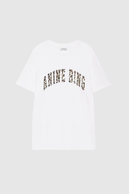 Anine Bing White Walker Tee Leopard
