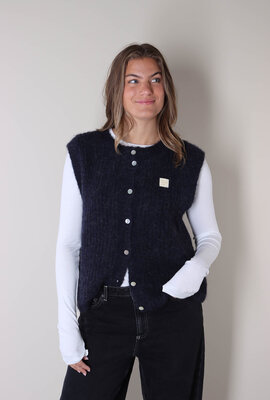 American Vintage Donkerblauw Gebreid Gilet American Vintage Donkerblauw Gebreid Gilet