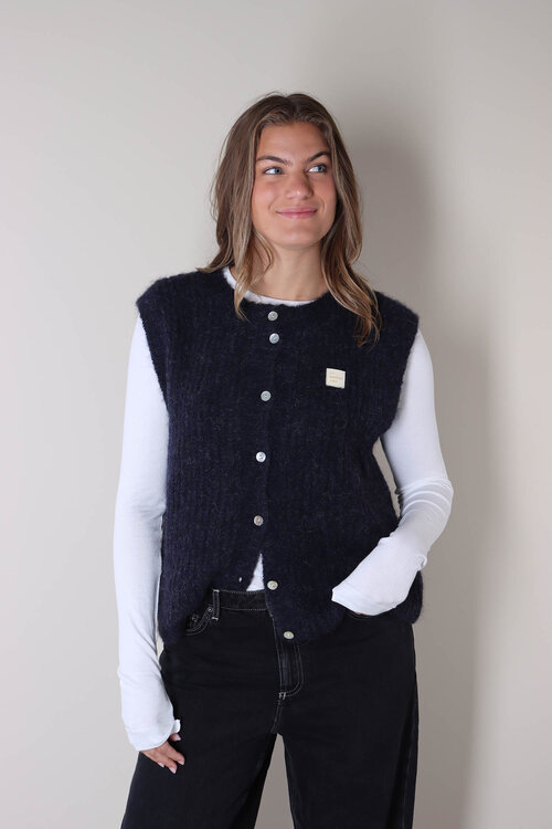 American Vintage Donkerblauw Gebreid Gilet