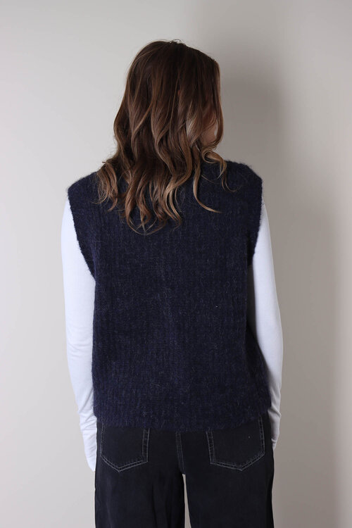 American Vintage Donkerblauw Gebreid Gilet