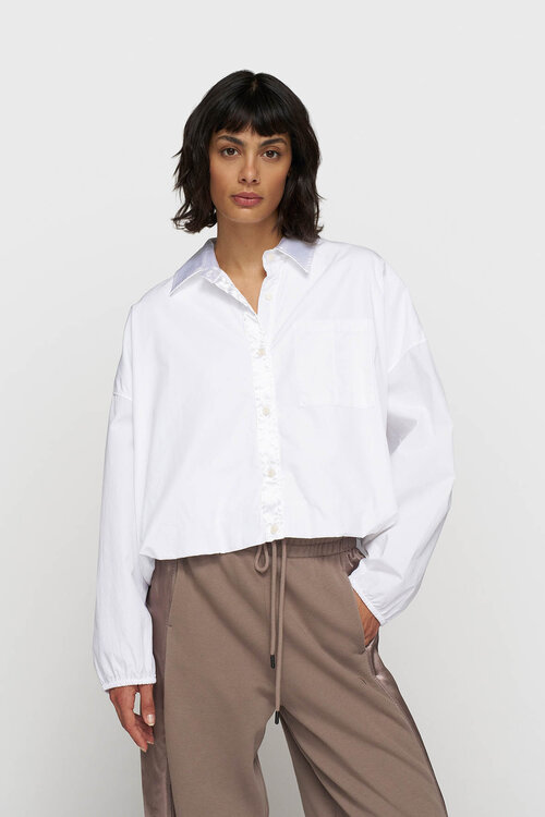 10Days White cropped smoking blouse