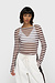 10Days ecru/wine mesh long sleeve stripes