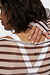10Days ecru/wine mesh long sleeve stripes