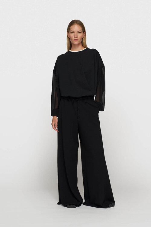 10Days Black pleated sweater chiffon