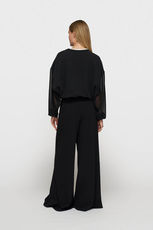 10Days Black pleated sweater chiffon