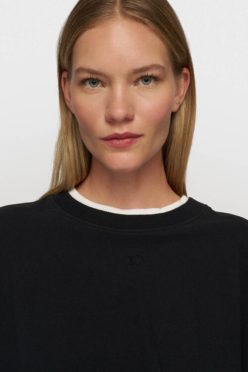 10Days Black pleated sweater chiffon