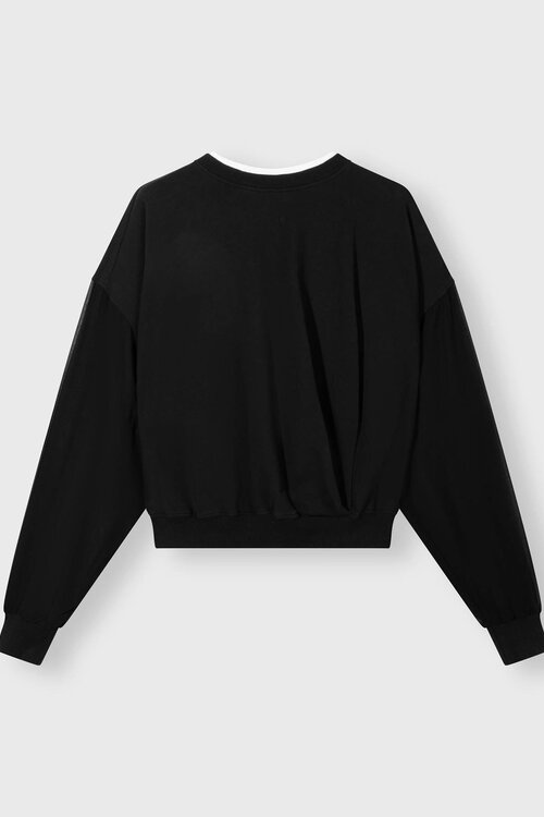 10Days Black pleated sweater chiffon