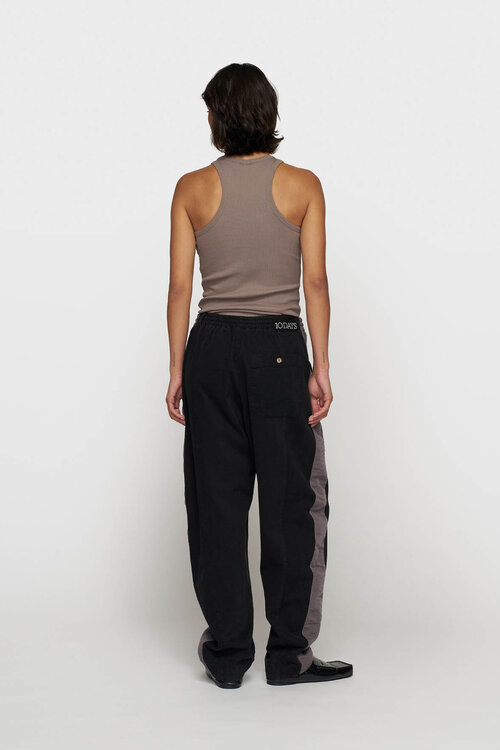 10Days Black wide tapered pants twill