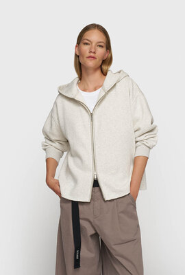10Days Soft White Melee statement zip hoodie