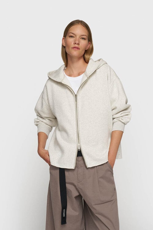 10Days Soft White Melee statement zip hoodie