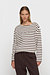 10Days ecru/wine boat neck top stripes