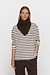 10Days ecru/wine boat neck top stripes