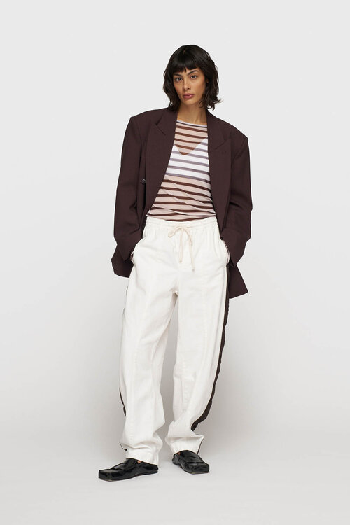 10Days Ecru wide tapered pants twill