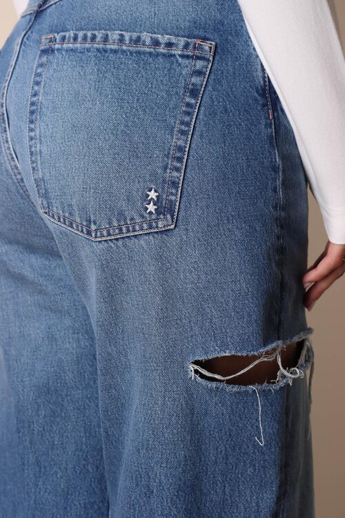 Icon Denim Wide Leg Jeans Midrise Destroy