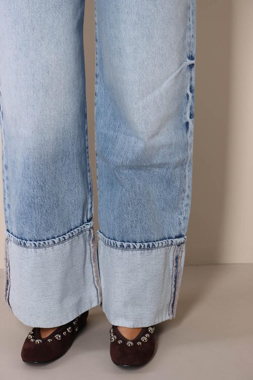 Icon Denim Wide Leg omslag Mid Rise