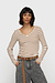 10Days ecru/bruin v-neck long sleeve top
