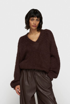 10Days deep wine v-neck knit sweater