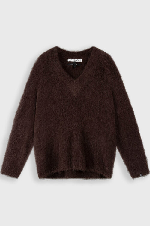 10Days deep wine v-neck knit sweater