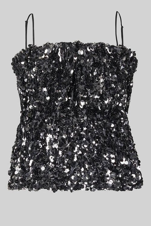 Second Female Grey Shiney Strap Top