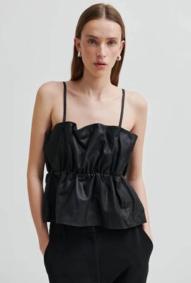 Second Female Black Cova Leather Top
