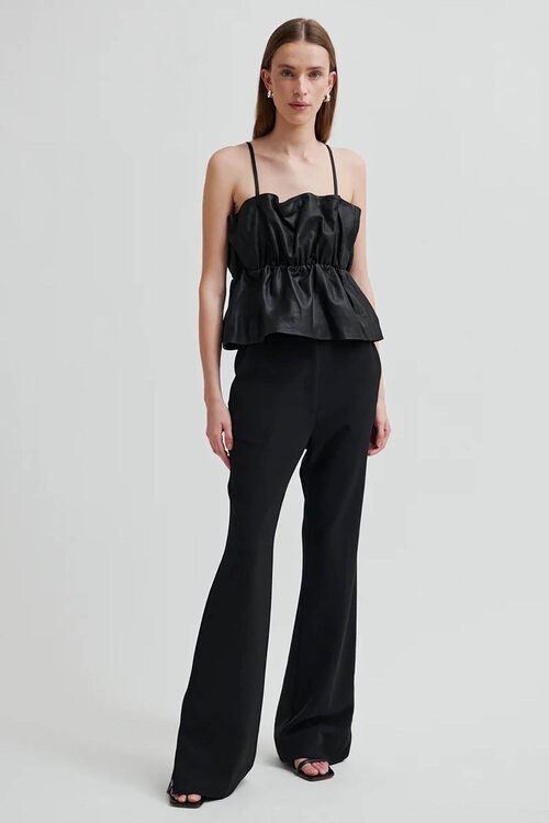 Second Female Black Cova Leather Top