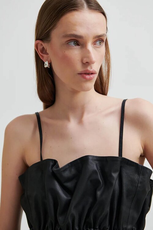 Second Female Black Cova Leather Top