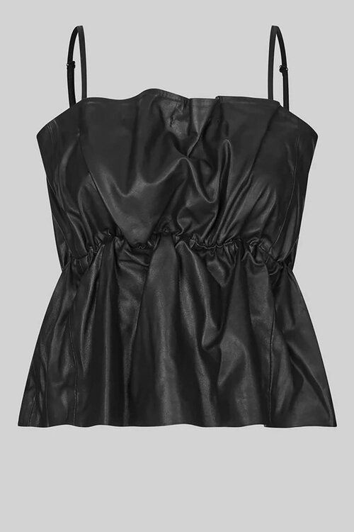 Second Female Black Cova Leather Top