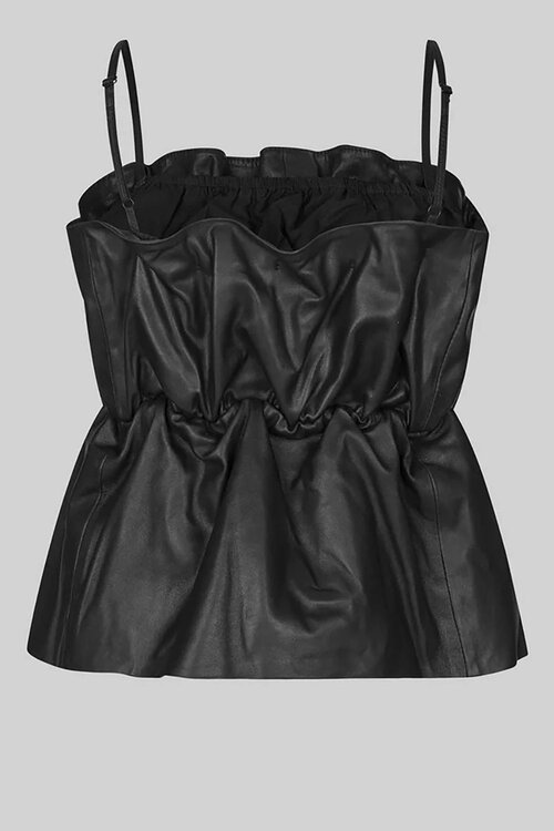 Second Female Black Cova Leather Top