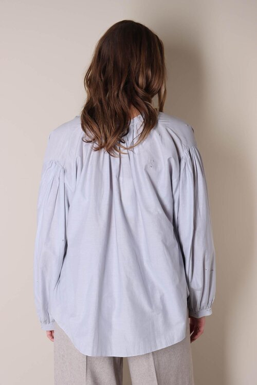 Forte_Forte Lichtblauw Blouse strass