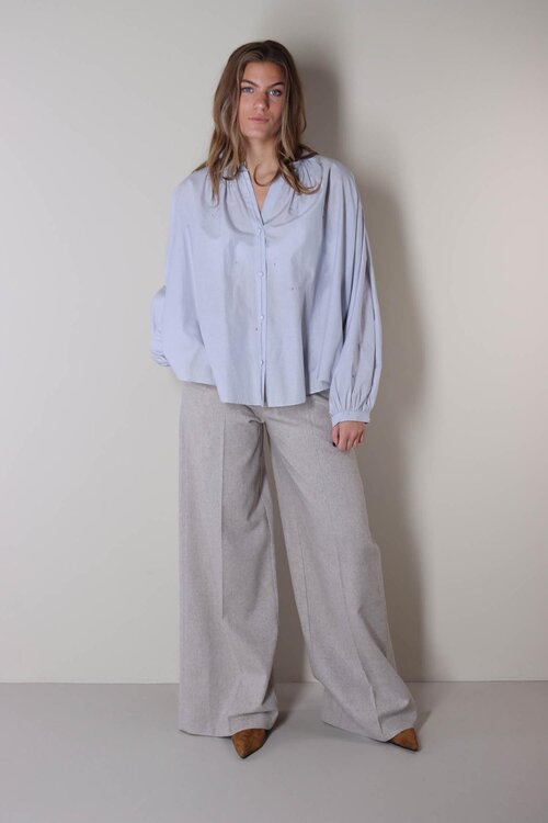 Forte_Forte Lichtblauw Blouse strass