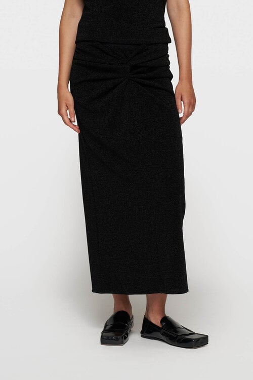 10Days Black maxi drape skirt sparkle