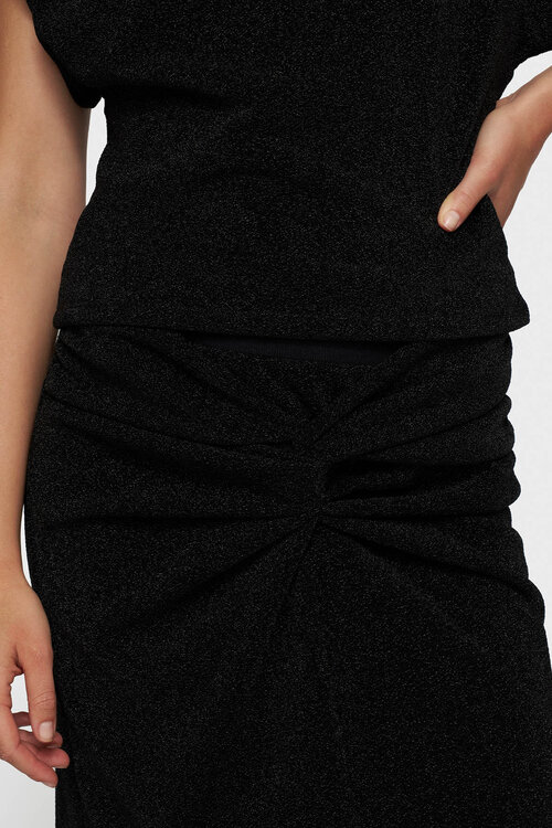 10Days Black maxi drape skirt sparkle