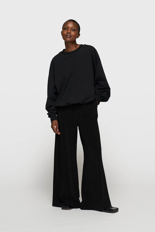 10Days Black balloon sweater pearls