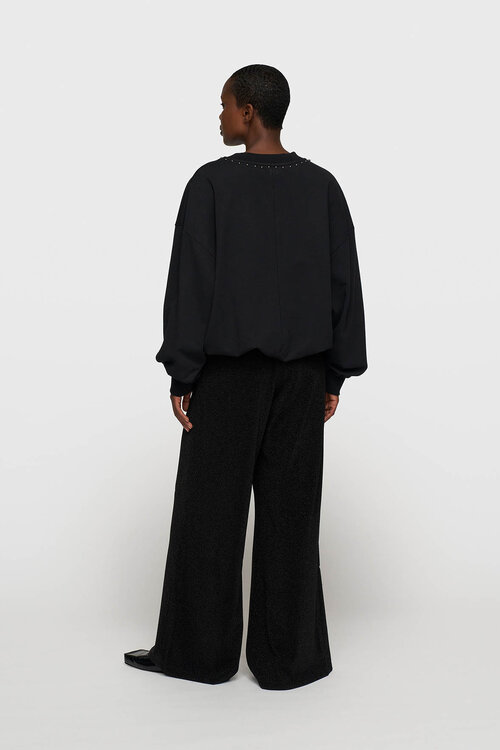 10Days Black balloon sweater pearls